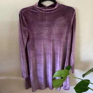 purple crushed velvet mock neck dress